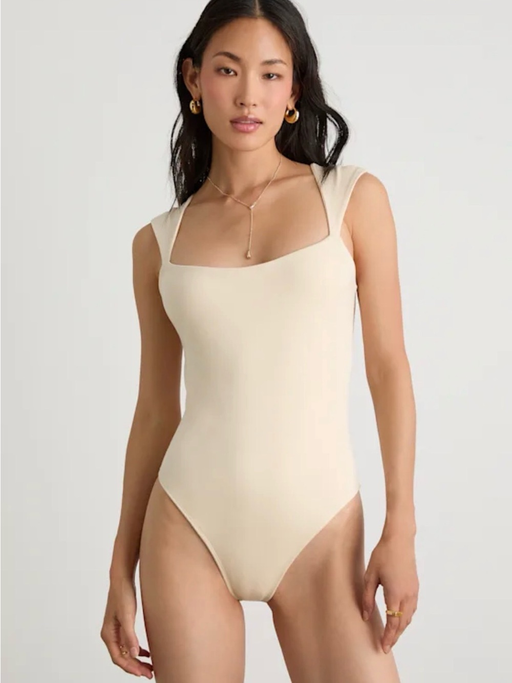 NWT Lulu’s Yellow Cream Square Neck One-Piece Bodysuit - Large